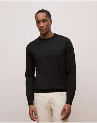 Trenery - Merino Classic Crew in Black