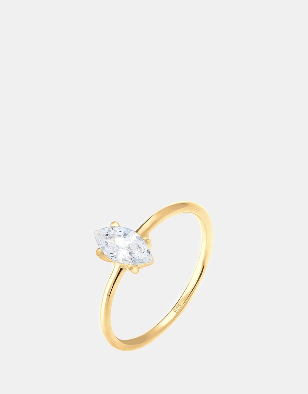 Elli Jewelry - Zirconia Band Ring in Gold-Plated 925 Silver