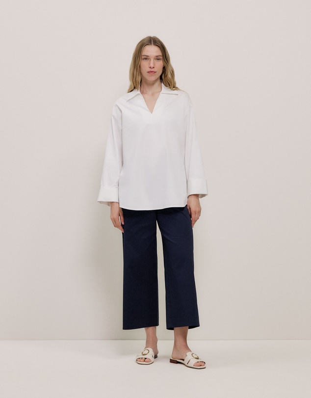 Trenery - Cropped Wide Leg Chino Pant in Night Sky