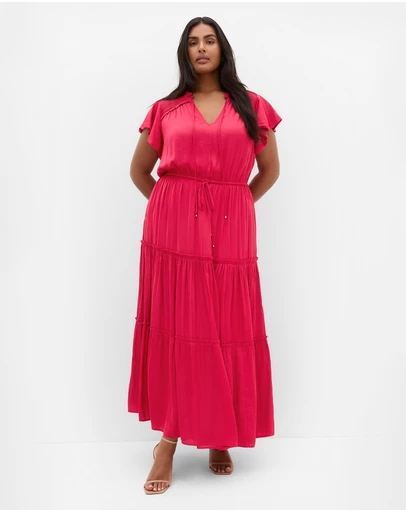 City Chic - Drama Queen Flutter Sleeve Maxi Dress
