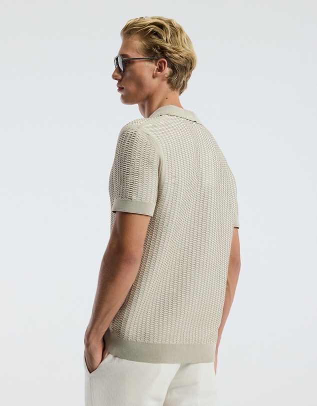 Calibre - Honeycomb Knit Polo Stone