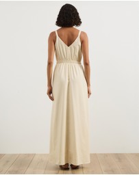 Atmos&Here - Allegra Linen Blend Button Front Maxi Dress