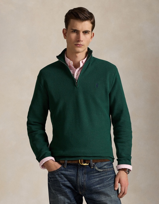 Polo Ralph Lauren - Mesh-Knit Cotton Quarter-Zip Sweater