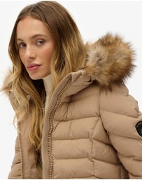 Superdry - Fuji Faux Fur Hooded Longline Slim Fit Jacket