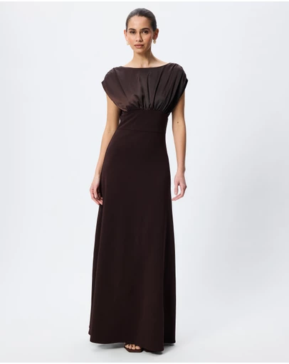Tussah - Imogen Boat Neck Satin Maxi Dress