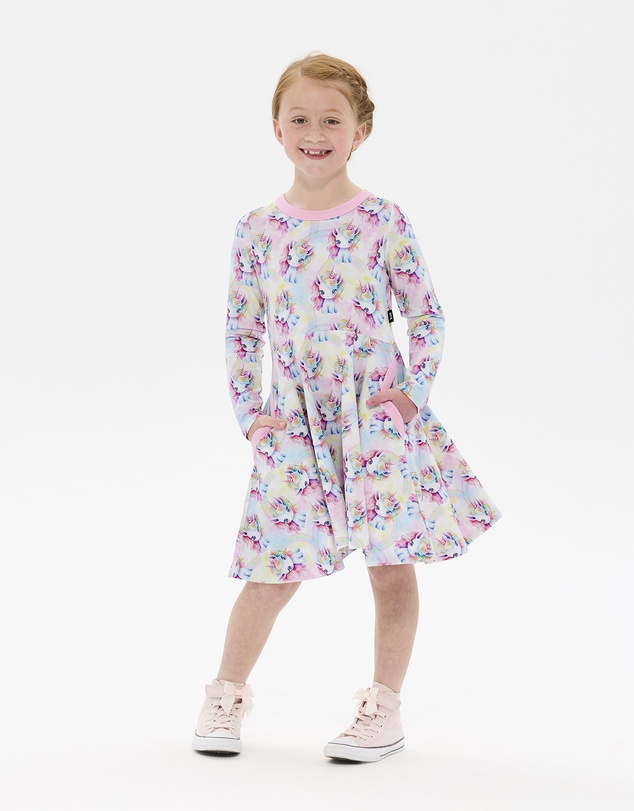 Rock Your Kid - Unicorn Pony Long Sleeve Polly Dress