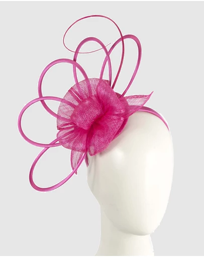 Max Alexander - Sinamay Fuchsia Flower Racing Fascinator