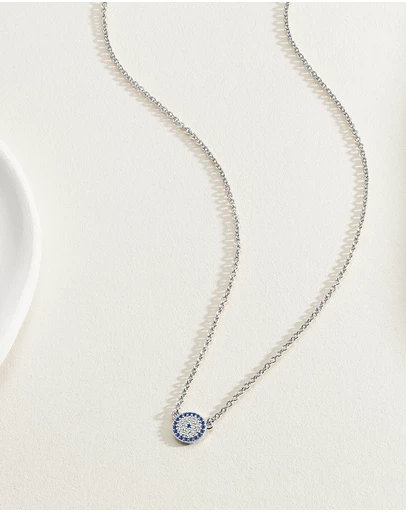 Mestige - Aura Evil Eye Necklace - Silver Plated