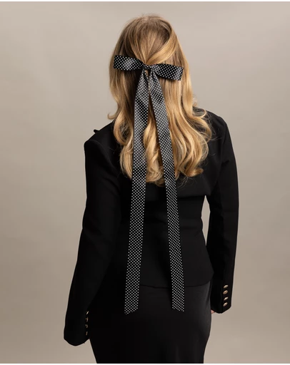 Morgan & Taylor - Lala Hair Bow in Black with White Polk Dots