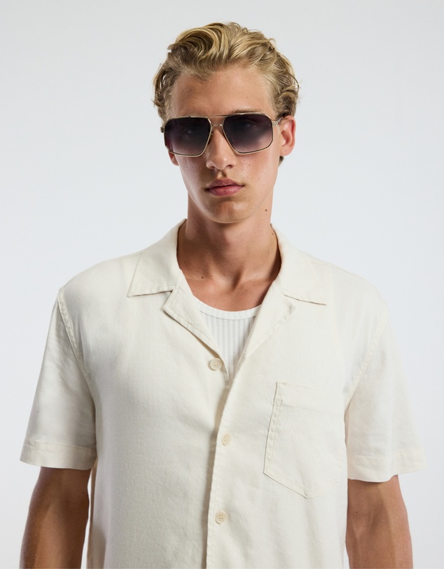 Calibre - Stretch Linen Short Sleeved Shirt Ivory
