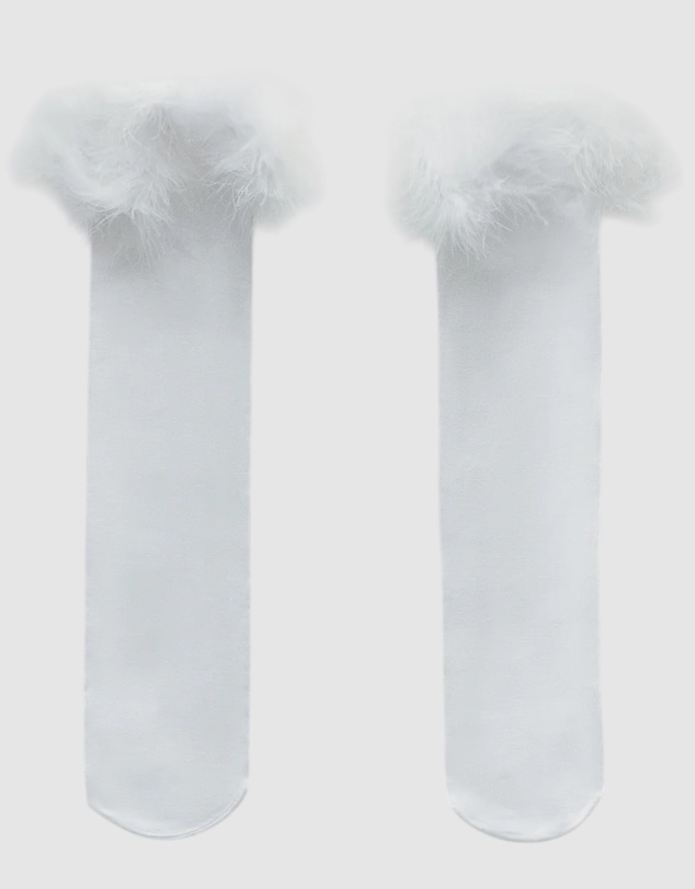 High Heel Jungle - Frou-Frou Faux Fur Trim Combed Cotton Socks