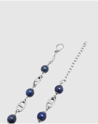 Nialaya Jewellery - Men's Silver Mariner Chain with Blue Lapis