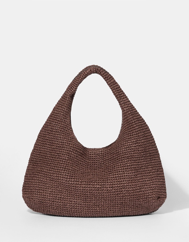 & Other Stories - Leather-Piping Straw Shoulder Bag