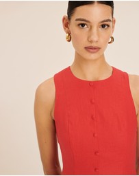 AERE - Celeste Linen Button Detail Mini Dress