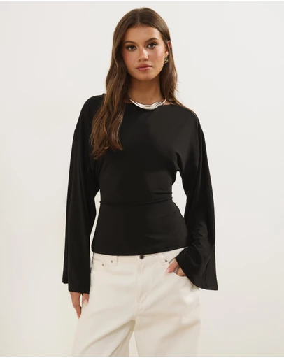 Atmos&Here - Amara Jersey Tie Back Boat Neck Top