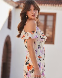 Sosandar - Cold Shoulder Ruffle Maxi Dress