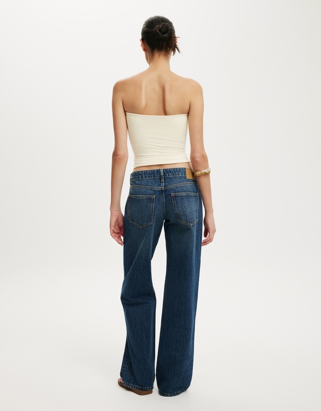 Cotton On - Belted Low Rise Straight Jeans