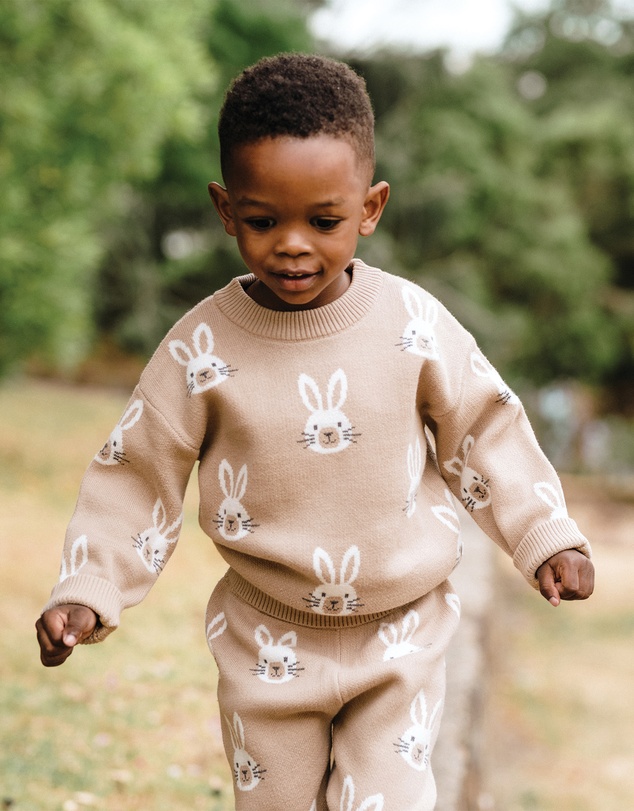 Kynd Baby - Knit Bunny Jumper in Oatmeal