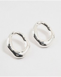 Lovisa - Silver Plated Molten Open Circle Stud Earrings