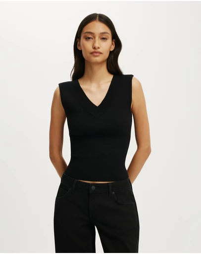 Cotton On - Double Knit V Neck Tank