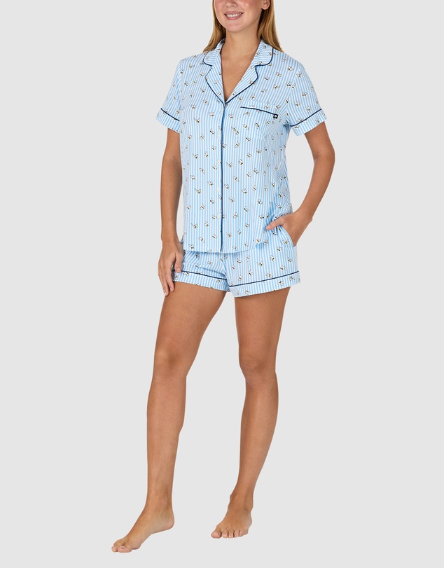 Kate Spade - Printed Modal Button Up Short Sleeve Short Pyjama Set