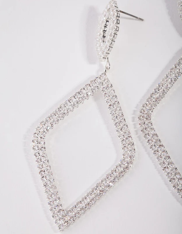 Lovisa - Silver Cupchain Diamante Drop Earrings