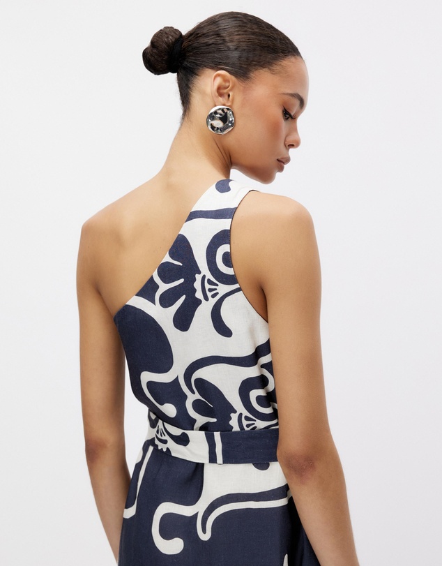 Minima Esenciales - Naja One Shoulder Linen Maxi Dressi Dress