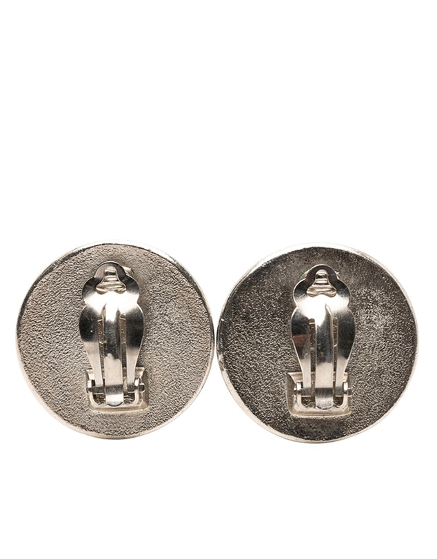 Pre-Loved by Azura Reborn - Pre-Loved Silver Plated Resin CC Round Button Clip On Earrings