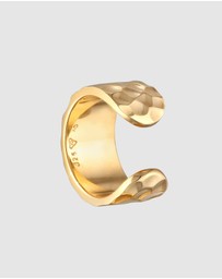 Kuzzoi - ICONIC EXCLUSIVE - Earrings Earcuff Wide Hammered Modern in 925 Sterling Silver Gold Plated