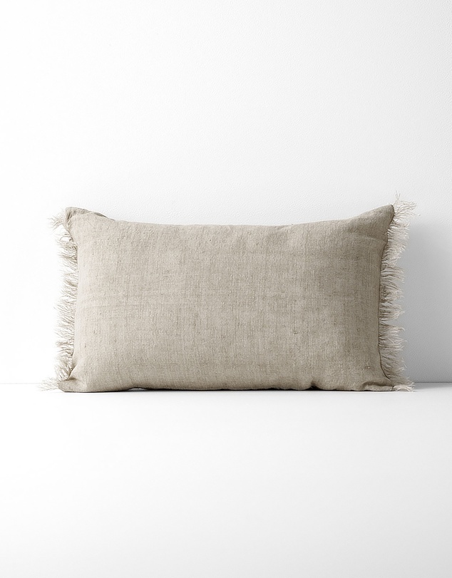 Aura Home - Vintage Linen Fringe Rectangle Cushion