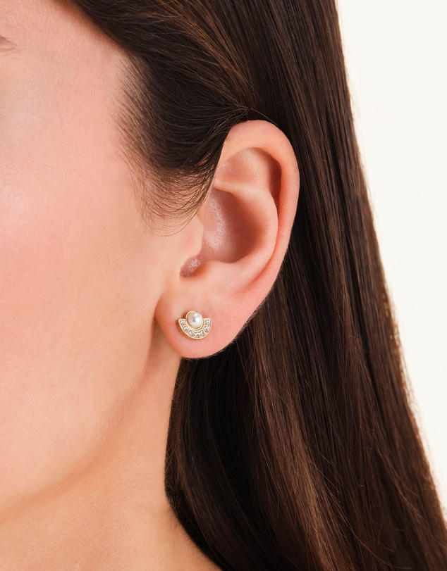 Rosefield - Modern Pearl Circle Gold-Tone Stud Earrings