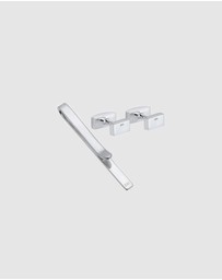Kuzzoi - ICONIC EXCLUSIVE - Jewellery Set Tie Clip Cufflinks Basic in 925 Sterling Silver
