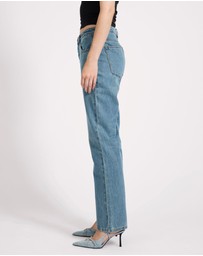 ONE TEASPOON - Austins Mid Waist Relaxed Straight Leg Jeans - Blue Crush