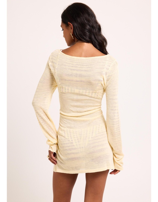 Subtitled - Olive Long Sleeve Sheer Dress