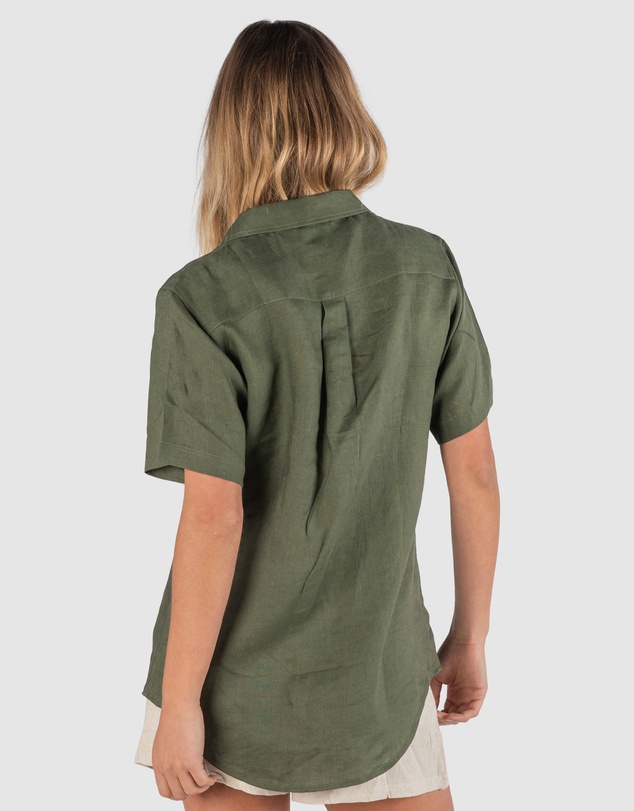 CAMIXA - REVERE Open Collar Short Sleeve Linen shirt