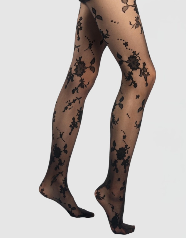High Heel Jungle - Floral Jacquard Sheer Tights