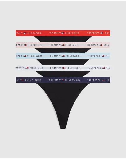 Tommy Hilfiger - 5-Pack Essential Logo Waistband Tanga Thongs