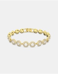 Swarovski - Una Angelic Tennis bracelet, Round cut, Pavé, Medium, White, Gold-tone plated