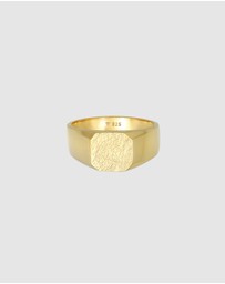 Kuzzoi - ICONIC EXCLUSIVE - Ring Men Square Matt Statement in 925 Sterling Silver Gold Plated