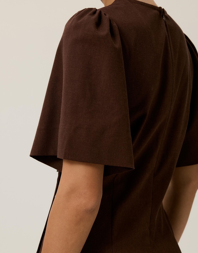 Tussah - Zoe Pin Tuck Detail Flutter Sleeve Midi Dress