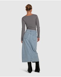Belle & Bloom - Can't Forget You Denim Midi Skirt