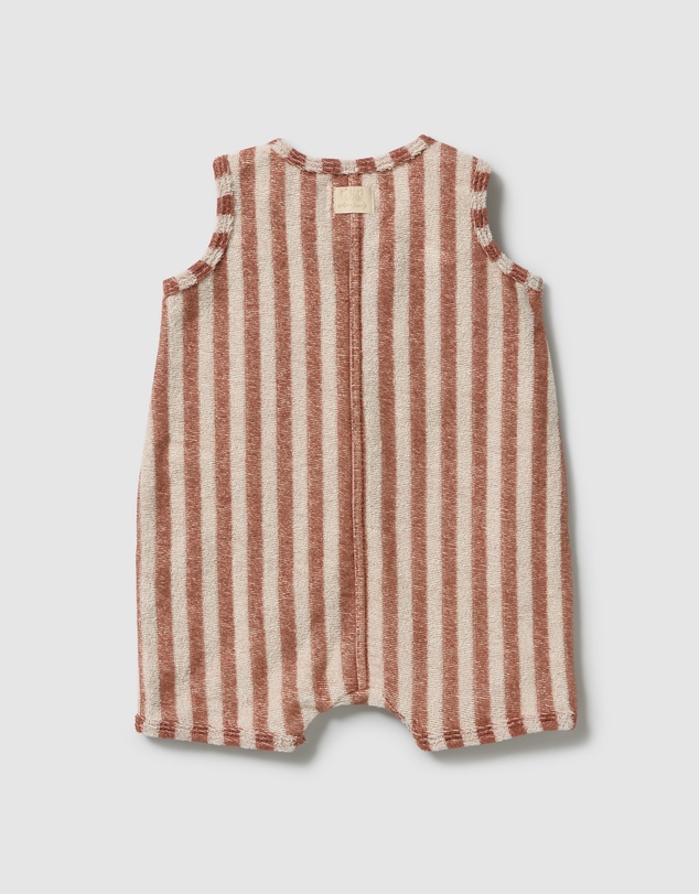 Wilson & Frenchy - Cherry Cola Stripe Organic Terry Growsuit - Babies