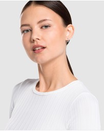 Swarovski - Matrix Vittore hoop earrings, Round cut, White, Rhodium plated
