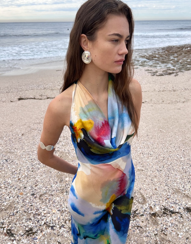 AERE - Anthea Cowl Neck Satin Maxi Dress