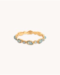 Astrid & Miyu - Opal Pear Bezel 18ct Gold Plated Band Ring