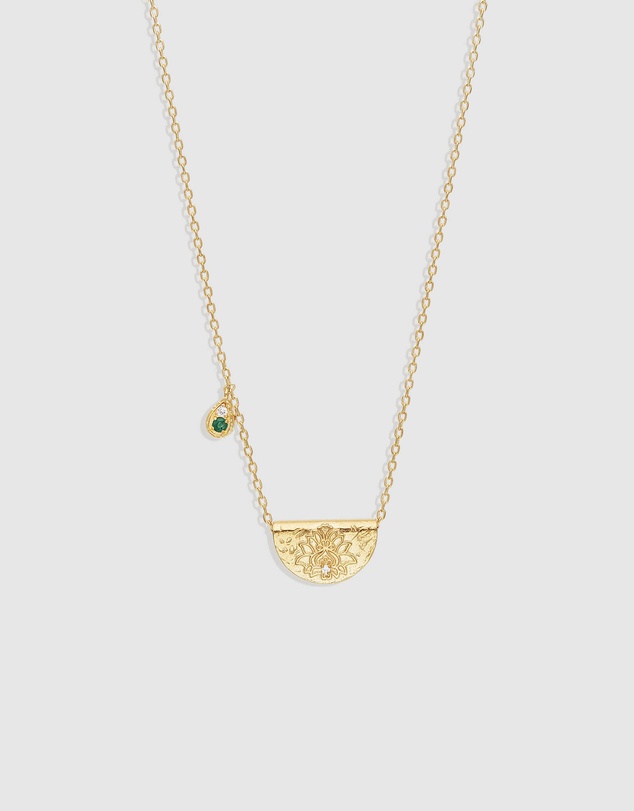By Charlotte - Gold Lotus Birthstone Necklace - May