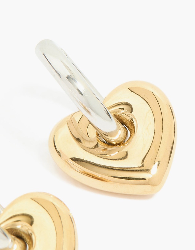 Lovisa - Waterproof Mixed Metal Plated Stainless Steel Small Heart Huggie Earrings