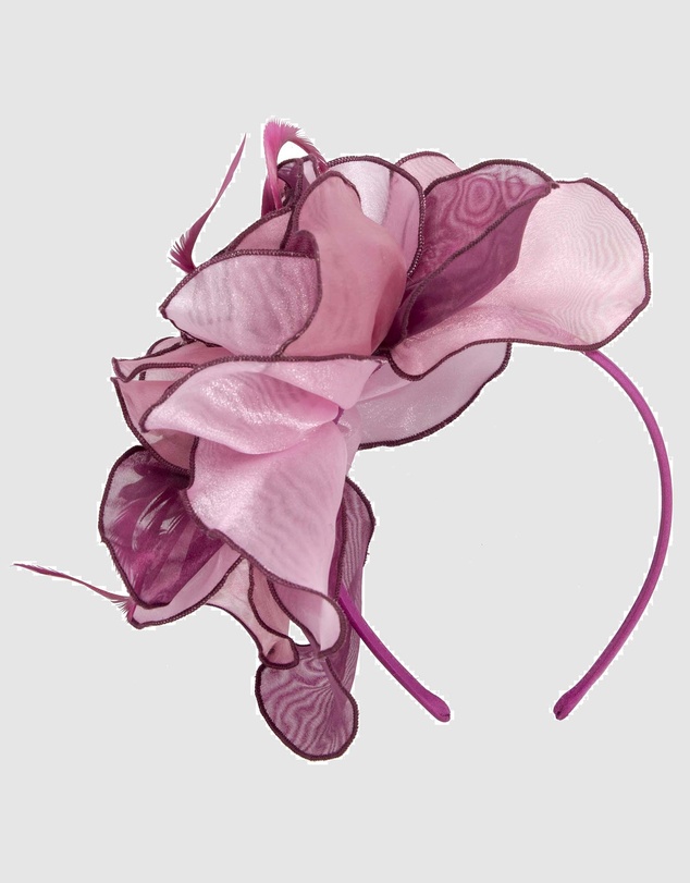 Max Alexander - Pink Wine Organza Flower Fascinator
