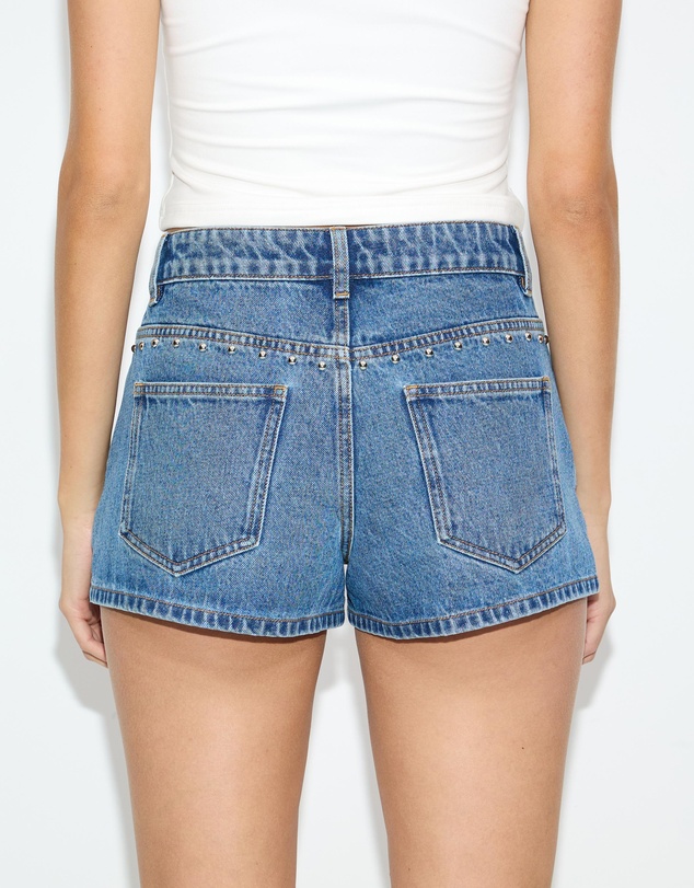 Dazie - Malmo Low Rise Studded Denim Shorts
