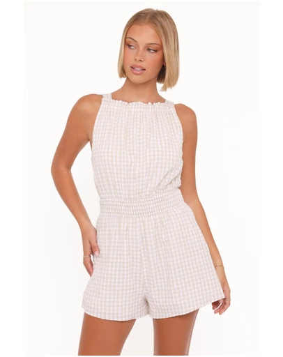 Petal & Pup - Felicity Playsuit - Beige Gingham